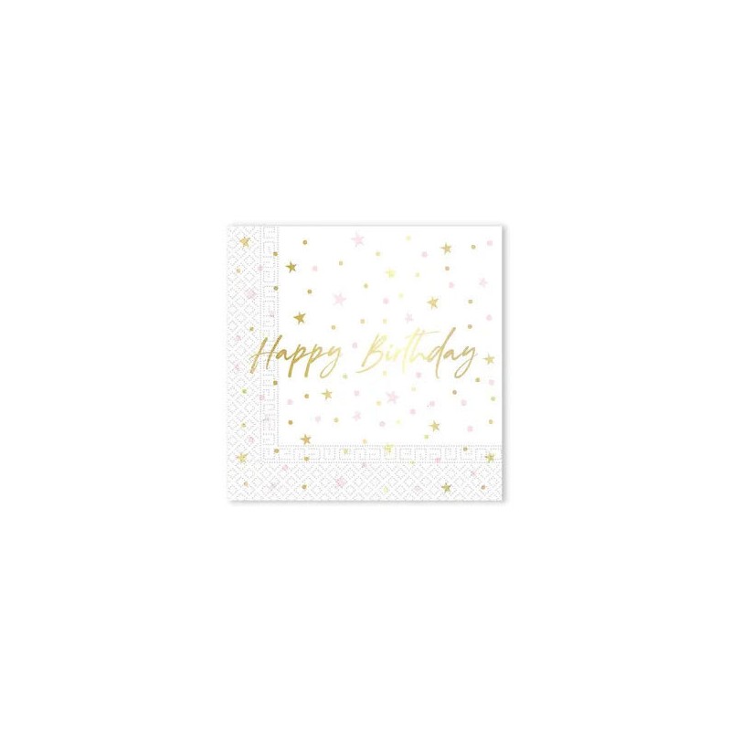 Bougies d'anniversaire Serviette Joyeux anniversaire 20 pièces 33x33 cm FSC