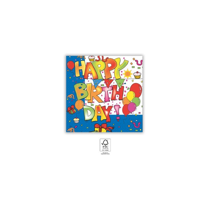 Happy Birthday Kokliko Happy Birthday napkin 20 pcs 33x33 cm FSC