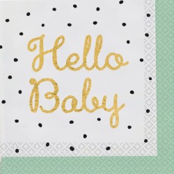 Serviette Baby Gold Hello 16 pièces 33x33 cm