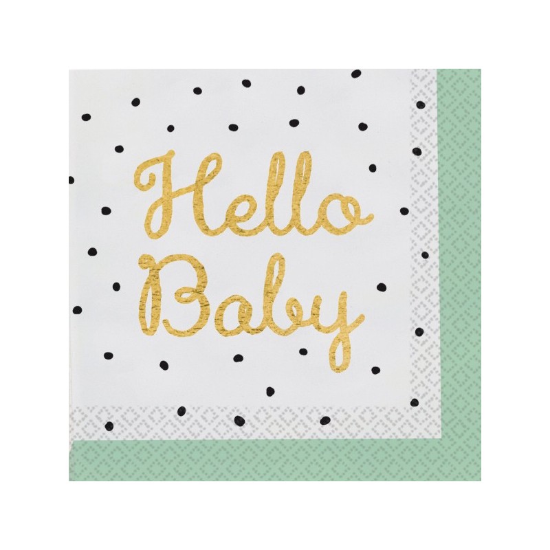 Baby Gold Hello napkin 16 pcs 33x33 cm