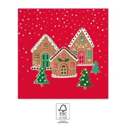 Maisons de gingembre de Noël i Serviette 20 pièces 33x33 cm FSC