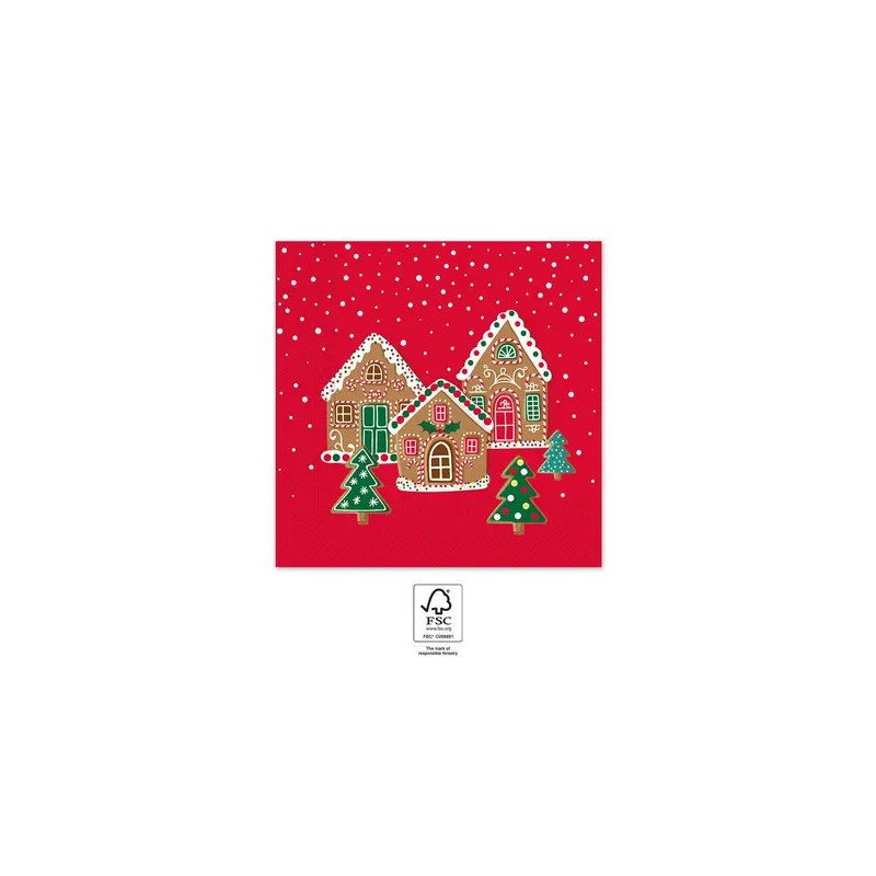 Maisons de gingembre de Noël i Serviette 20 pièces 33x33 cm FSC