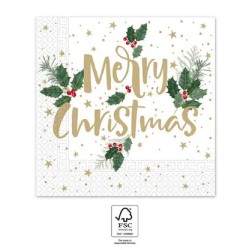 Christmas Holly Merry i napkins 20 pcs 33x33 cm FSC