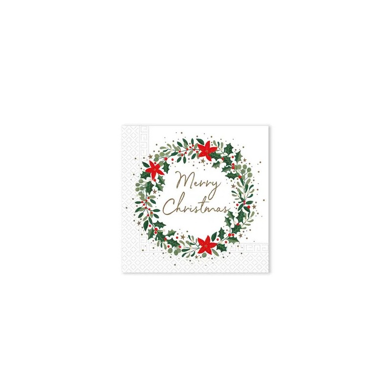 Christmas Holly Wreath i napkin 20 pcs 33x33 cm FSC