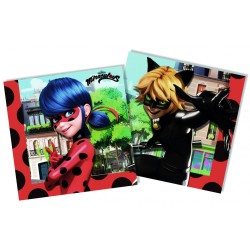 Serviette Héros Miraculous, Les Contes de Ladybug et Chat Noir 20 pièces 33x33 cm