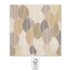 Serviette Feuilles Blume Brown 20 pièces 33x33 cm FSC