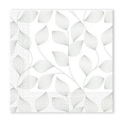 Serviette Feuille Gris Fleur 20 pcs 33x33 cm FSC