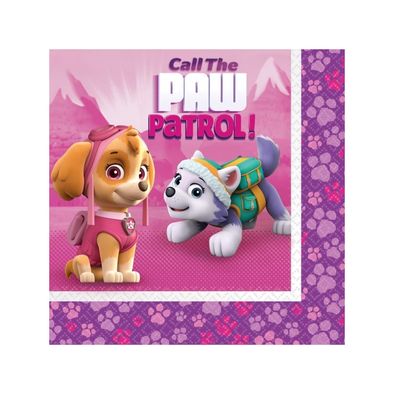 Paw Patrol Pink napkin 20 pcs 33x33 cm