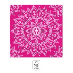 Colour Fuchsia White Mandala Napkin 20 pcs, 33x33 cm FSC