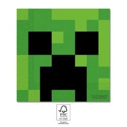 Lot de 20 serviettes Minecraft vertes 33 x 33 cm FSC