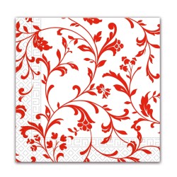 Serviette à motifs rouges arabesques fleurs 20 pcs 33x33 cm FSC