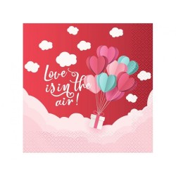 Lot de 20 serviettes rouges Love Love Is In The Air 33x33 cm