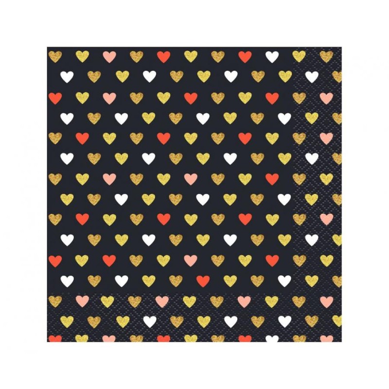 Serviettes Love XOXO Noir 20 pcs 33x33 cm