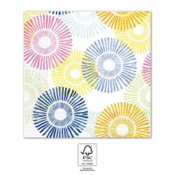 Serviettes Oursins Multicolores 20 pièces 33x33 cm FSC