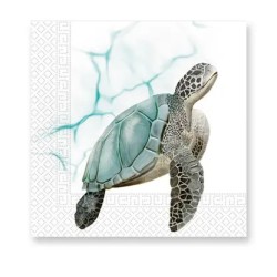 Lot de 20 serviettes à motif de tortues de mer, 33 x 33 cm