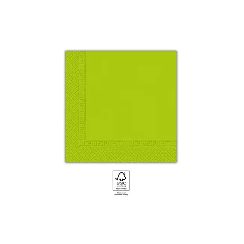 Serviettes de table couleur unie vert clair 20 pièces 33x33 cm FSC