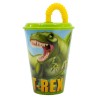 Gobelet à paille dinosaure T-Rex, plastique, 430 ml