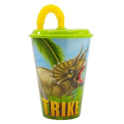 Gobelet à paille dinosaure T-Rex, plastique, 430 ml