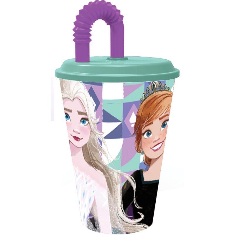 Gobelet magique avec paille en plastique La Reine des Neiges de Disney, 430 ml