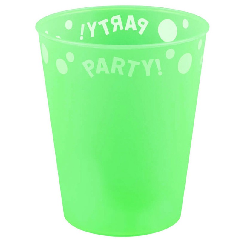 Party Green Fluorescent Green micro premium plastic cup 250 ml