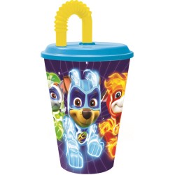 Gobelet Paw Patrol Mighty Pups avec paille, plastique 430 ml