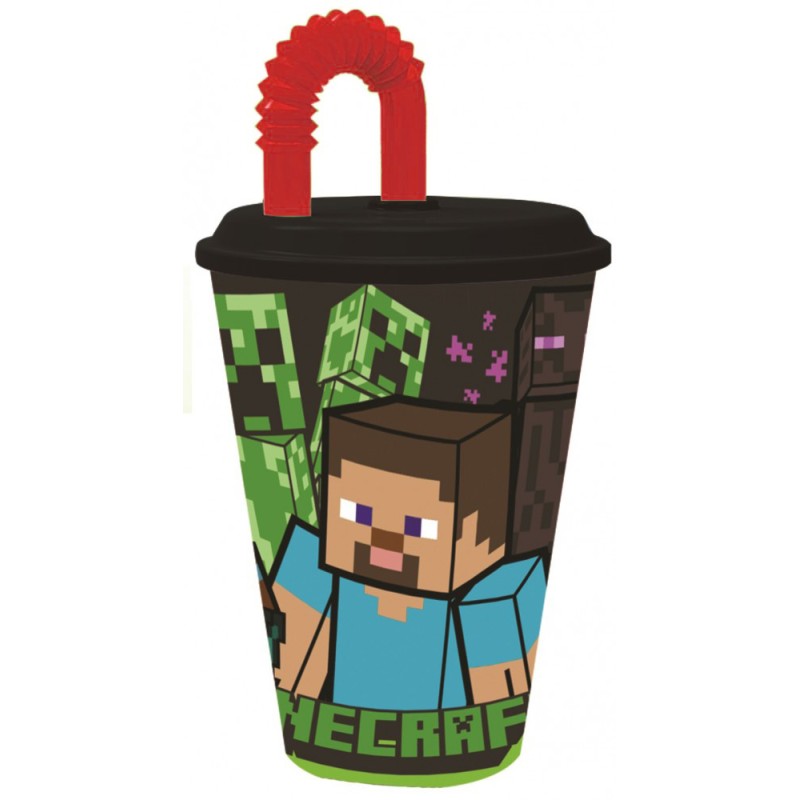 Gobelet à paille Minecraft Steve's Journey, plastique 430 ml