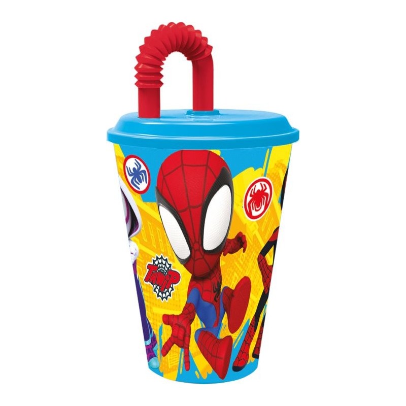 Gobelet en plastique Spiderman Spidey avec paille, 430 ml