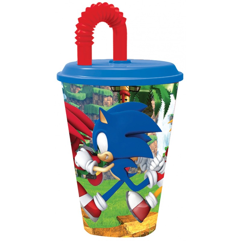 Gobelet à boire Sonic the Hedgehog Speedy avec paille, plastique 430 ml