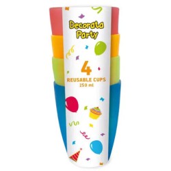 Lot de 4 gobelets en plastique de couleur 250 ml