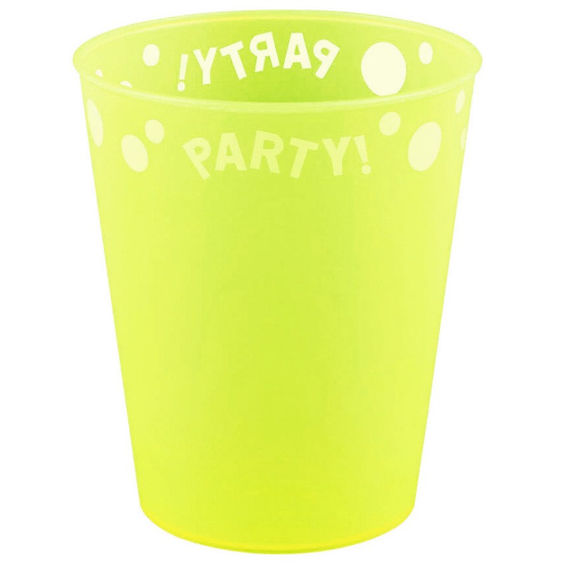 Party Yellow Fluorescent Yellow micro premium plastic cup 250 ml