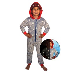 Pyjama long enfant phosphorescent Spiderman, taille totale 122/128 cm