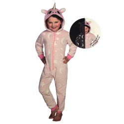 Pyjama long enfant lumineux licorne, barboteuse 110/116 cm