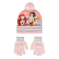 Ensemble bonnet et gants pour enfants Disney Princess rose