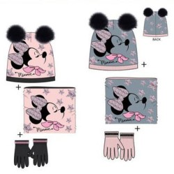 Ensemble bonnet + écharpe + gants Disney Minnie pour enfants