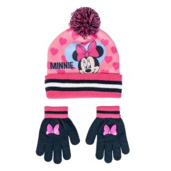 Ensemble bonnet et gants Disney Minnie Heart pour enfants