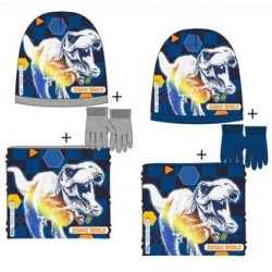 Jurassic World children's hat + snood + glove set