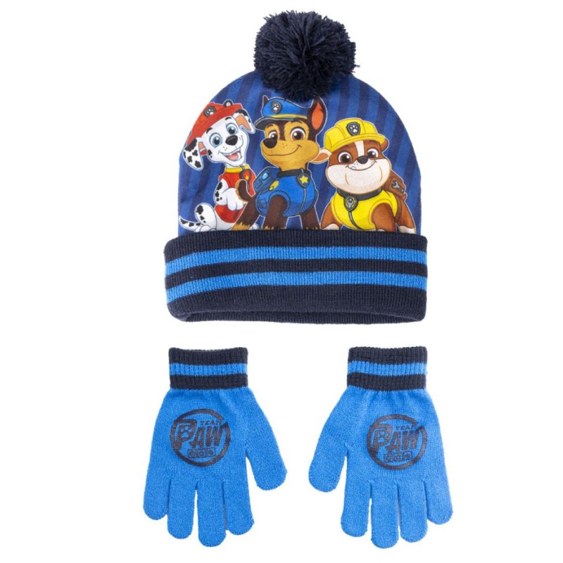 Ensemble bonnet et gants bleus Paw Patrol pour enfants