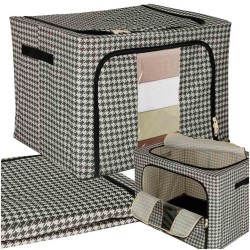 Organisateur de literie pour vêtements housse de sac de garde-robe avec cadre blanc noir 100L
