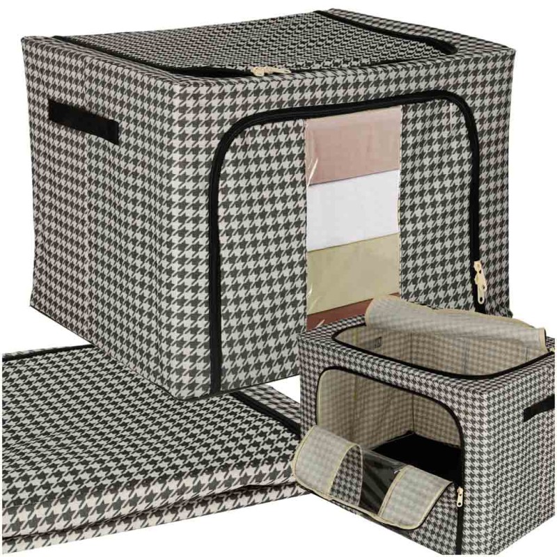 Organisateur de literie pour vêtements housse de sac de garde-robe avec cadre blanc noir 100L
