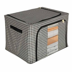 Organisateur de literie pour vêtements housse de sac de garde-robe avec cadre blanc noir 100L
