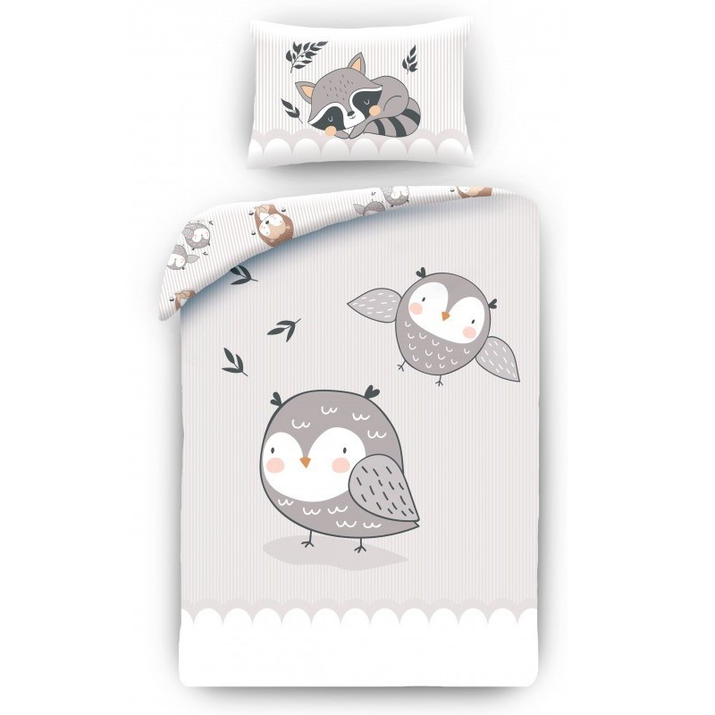 Owl Grey children's bedding cover 100×135cm, 40×60 cm