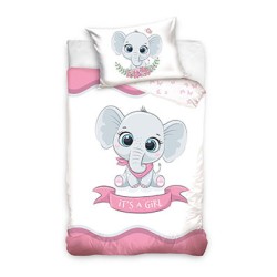 Elephant It's a Girl children's bed linen 100x135 cm, 40x60 cm