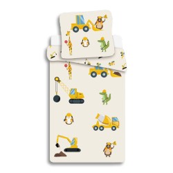 Construction Animals children's bedding set 100×135cm, 40×60cm