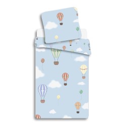 Vehicle Blue Air Balloon Kids Bedding Set 100×135cm, 40×60cm