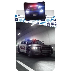 Parure de lit pour enfant Voiture de police 100 x 140 cm, 40 x 45 cm