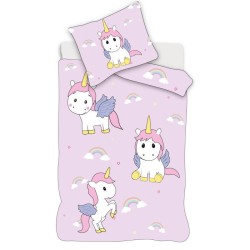 Parure de lit pour enfant Unicorn Rainbow 100√ó135cm, 40√ó60cm