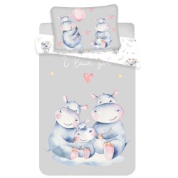 Hippo Kids Bedding Set 100×135cm, 40×60 cm