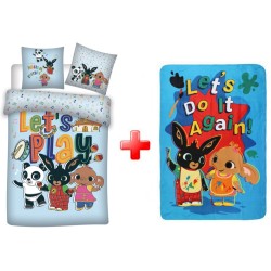 Parure de lit et couverture polaire pour enfants Bing Let's Play