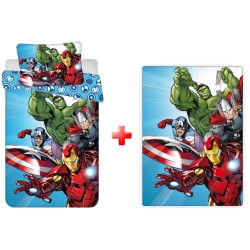 Avengers Light Blue children's bedding set and fleece blanket