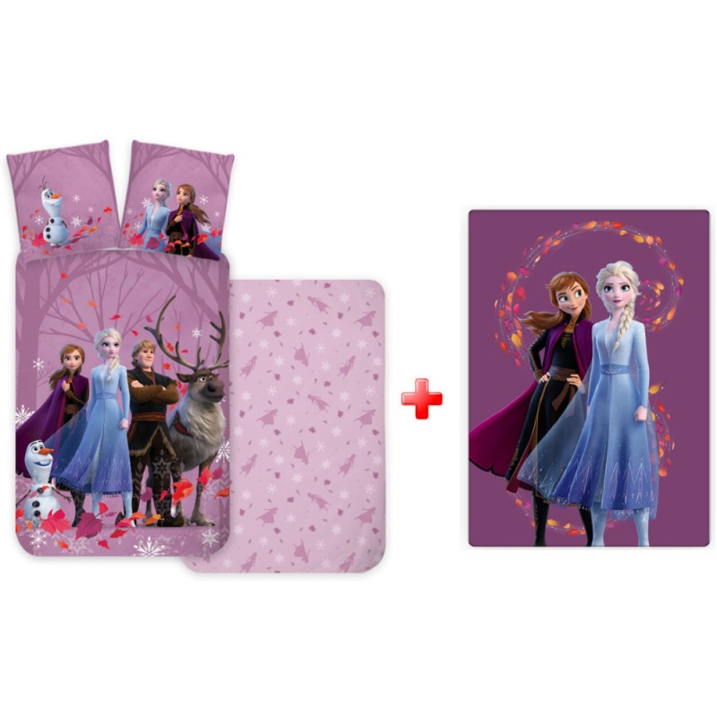 Disney Frozen Purple  children's bedding set and polar blanket